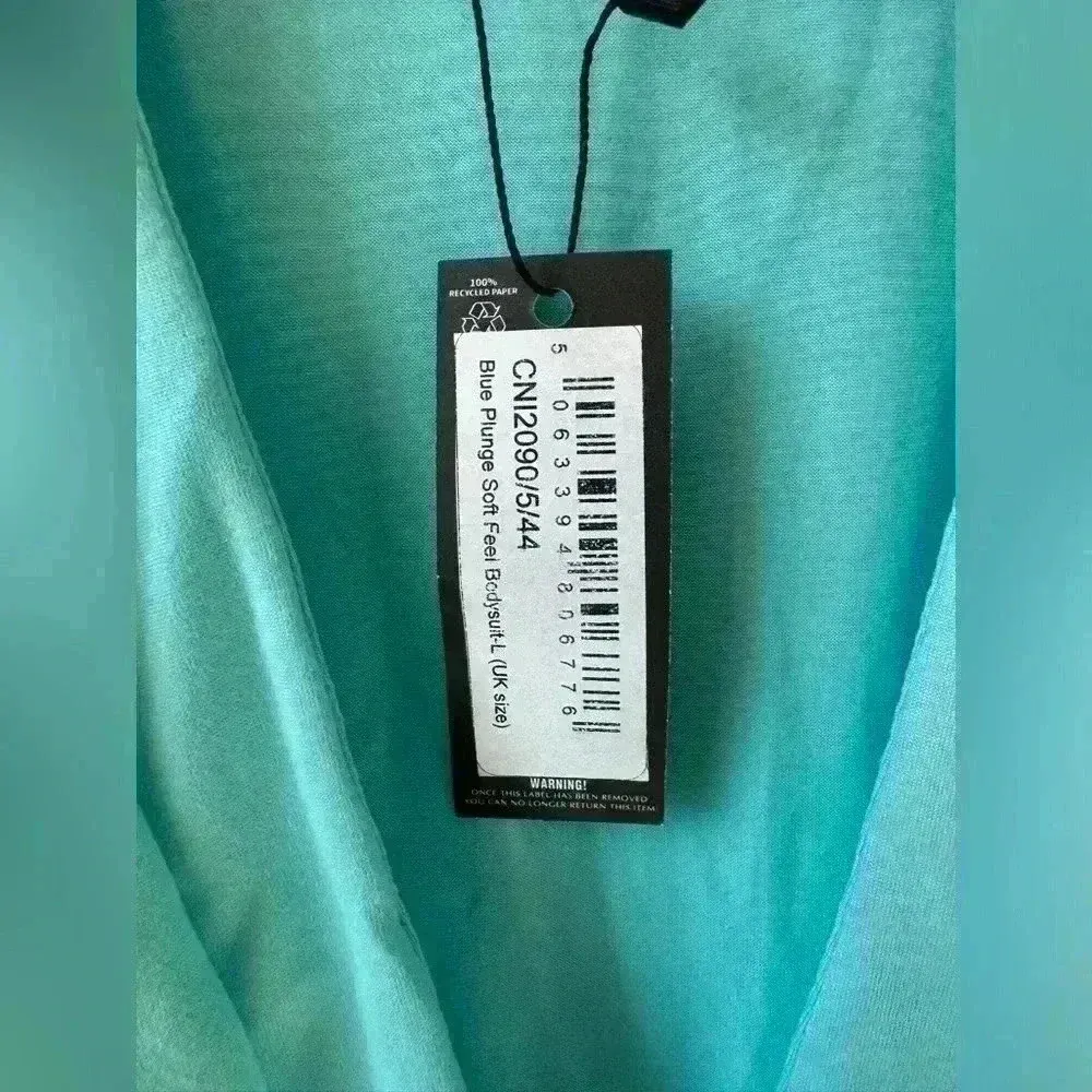 PrettyLittleThings Women’s Blue‎ Plunge Soft Feel Bodysuit Size L - Image 5