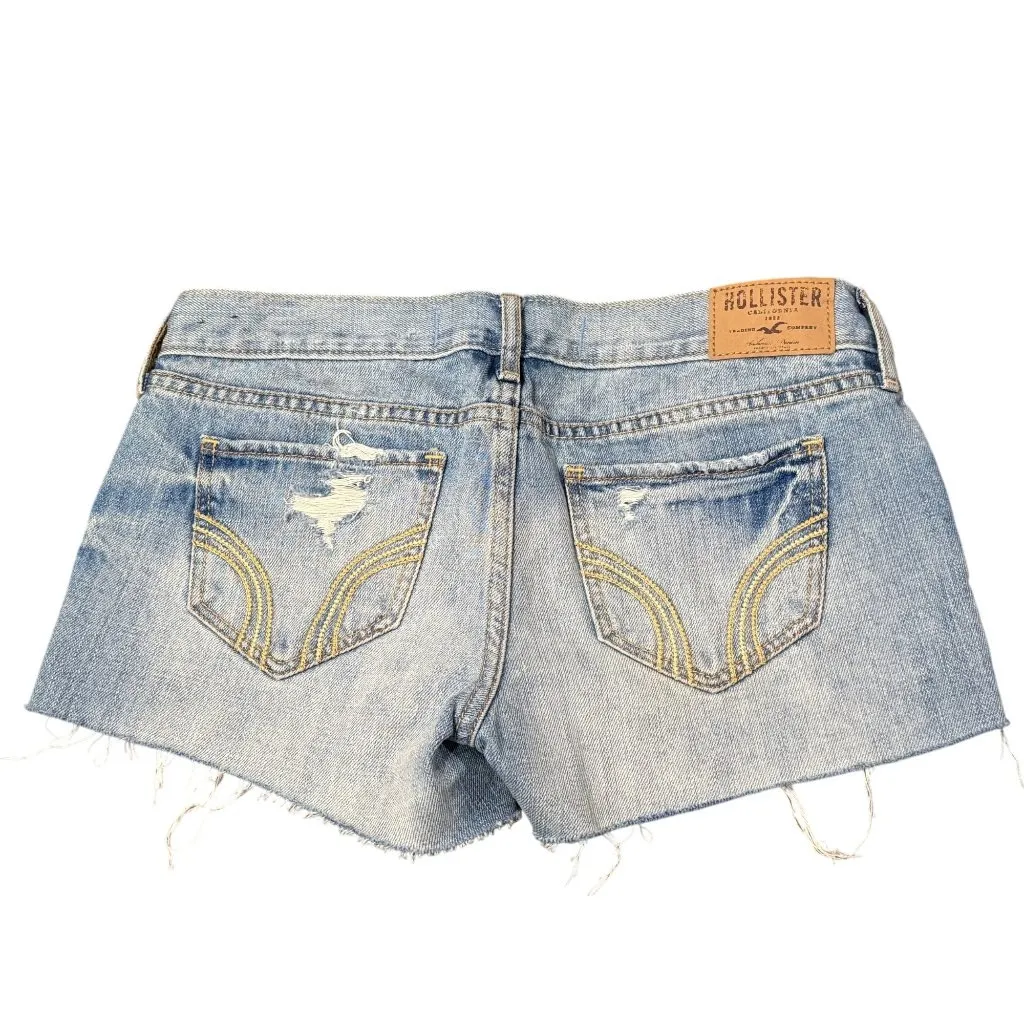 VTG Y2K Hollister Women 0 White Denim Micro Mini Shorts Rave Festival Trendy 00s - Image 6