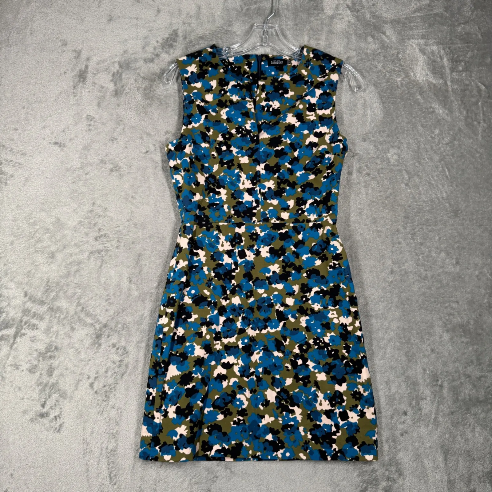 Kate Spade Saturday Dress Womens 0 Blue Green Abstract‎ Floral Retro Fit Flare - Image 2