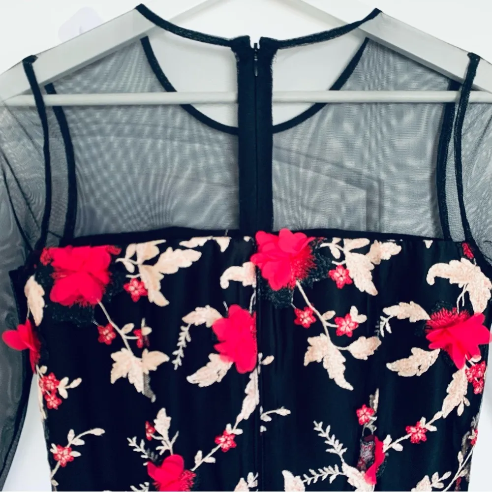 NWOT Alex Marie Embellished Tulle Floral Embroidered Maxi Gown Dress | Size 4 - Image 9