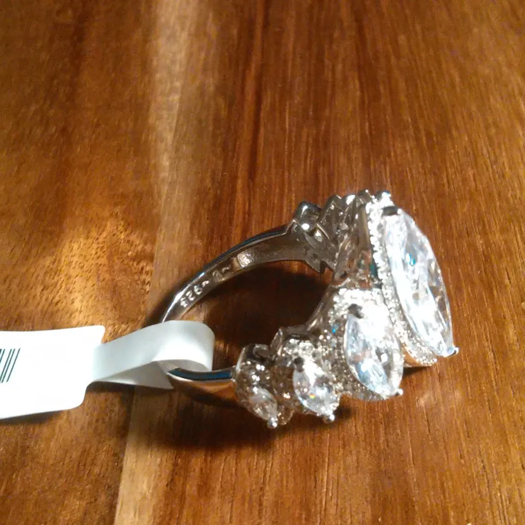 White Cubic Zirconia Sterling Silver Ring (Size 8) - Image 6