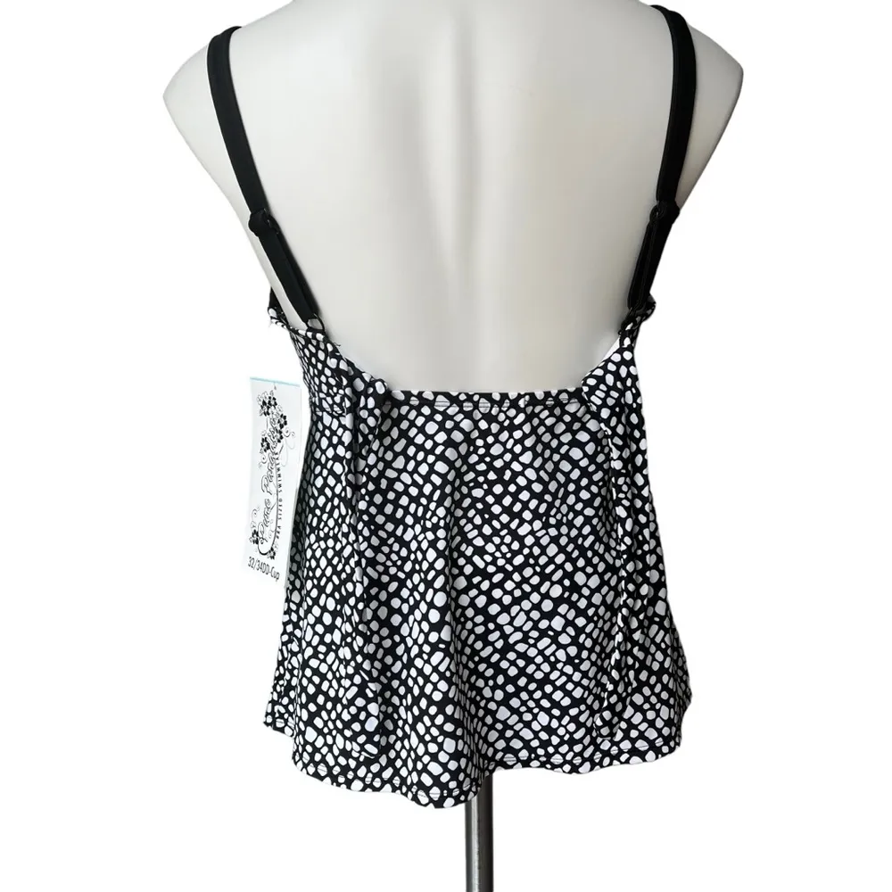 NWT, Pure Paradise Bra Sized Dots Tankini Swimsuit Top Size 32/34DD - Image 6
