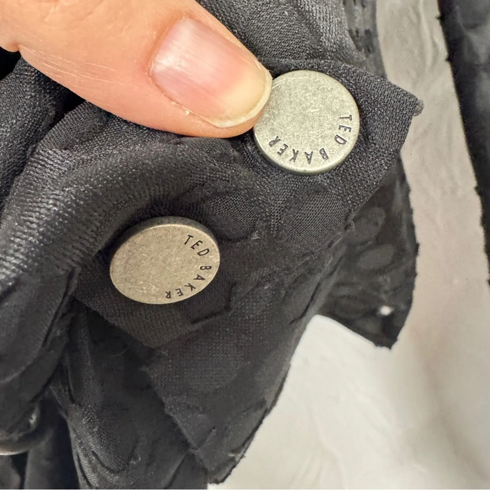 Ted Baker Black Lazare D Ring Wrap Top Blouse Womens XS Puff Shoulder Coquette - Image 5