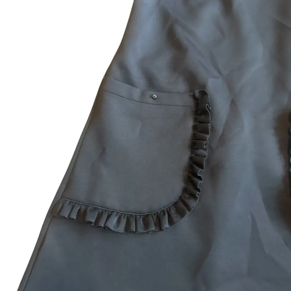 Betsey Johnson Black Shift Dress Daisy Buttons Mod Shift Fit Stretch Size 4 - Image 4