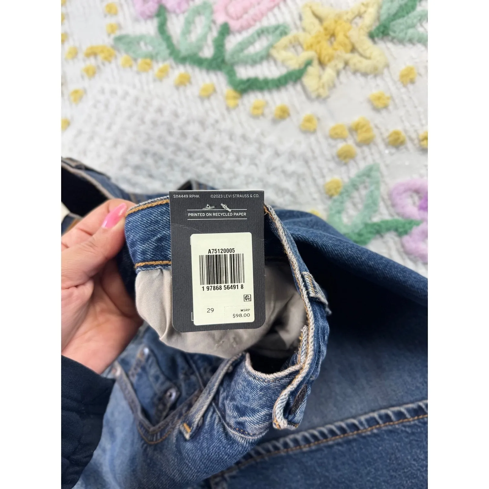 Levi's Premium Women's Long Denim Maxi Skirt Front Slit Blue Wash Size 29 NWT - Image 8