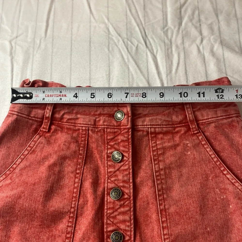 Pilcro Pink Mini A-Line Skirt, Women Skirt Denim Pockets Button Front Size 2 Red - Image 6