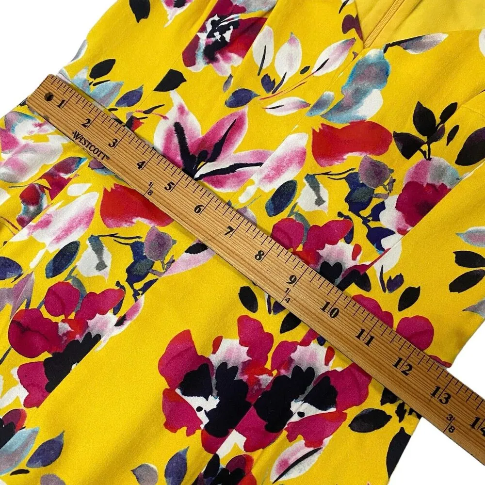 French Connection Women's Yellow Floral A Line Mini Dress Size 0 VNeck Micro - Image 7