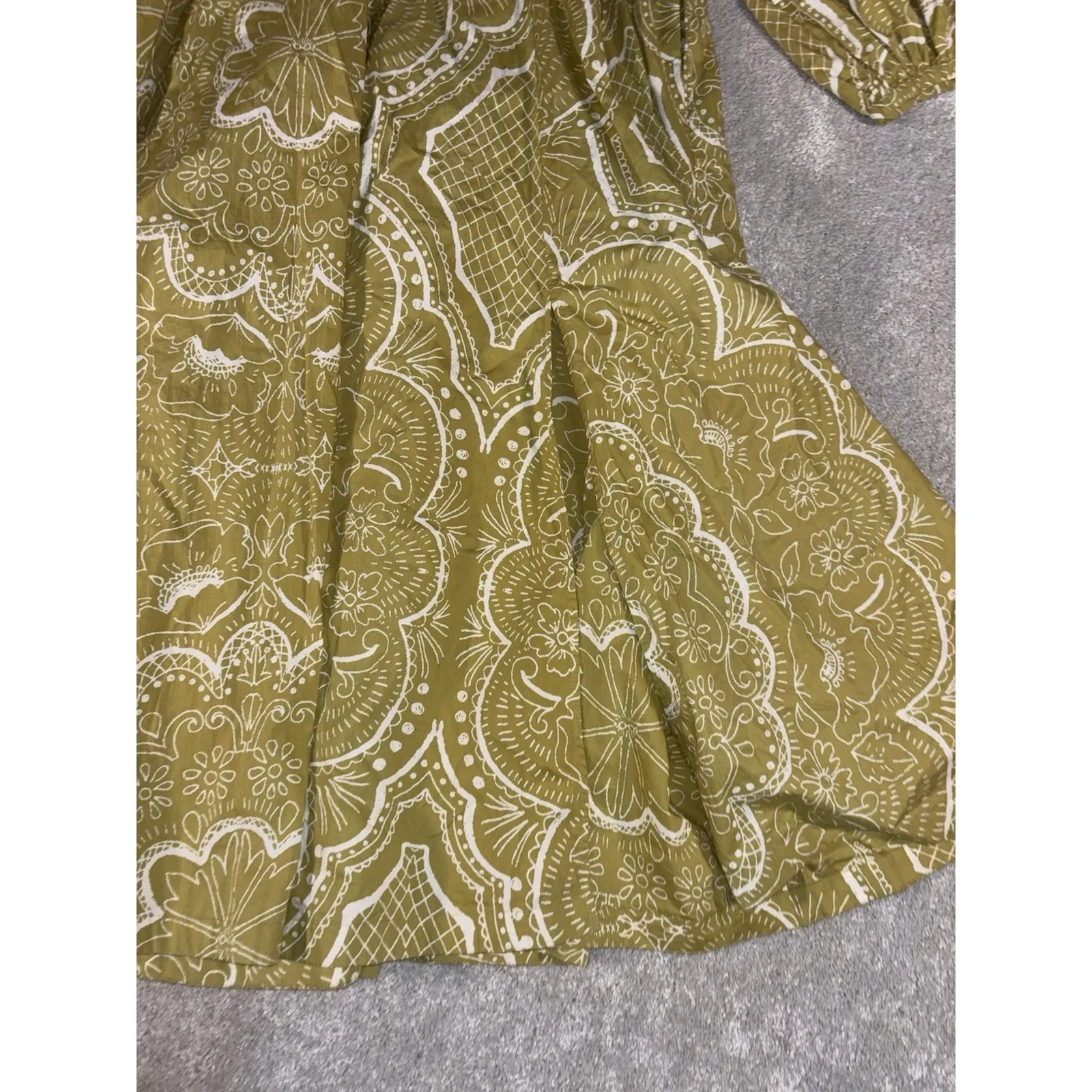 anthropologie dress long sleeve maxi full pockets‎ M V Neck Lined Green - Image 9