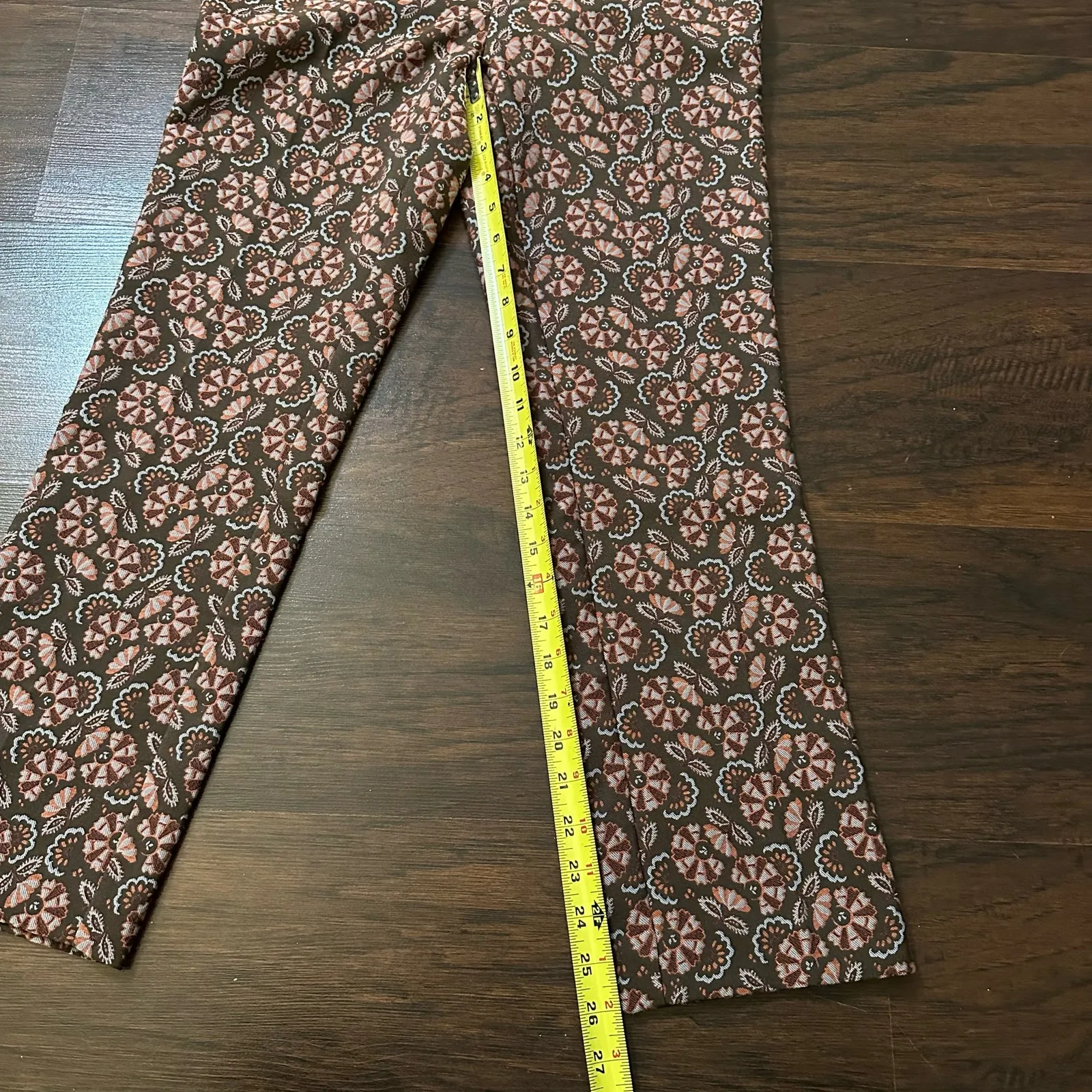 Anthropologie the essential slim brown floral print pants size 2 - Image 10