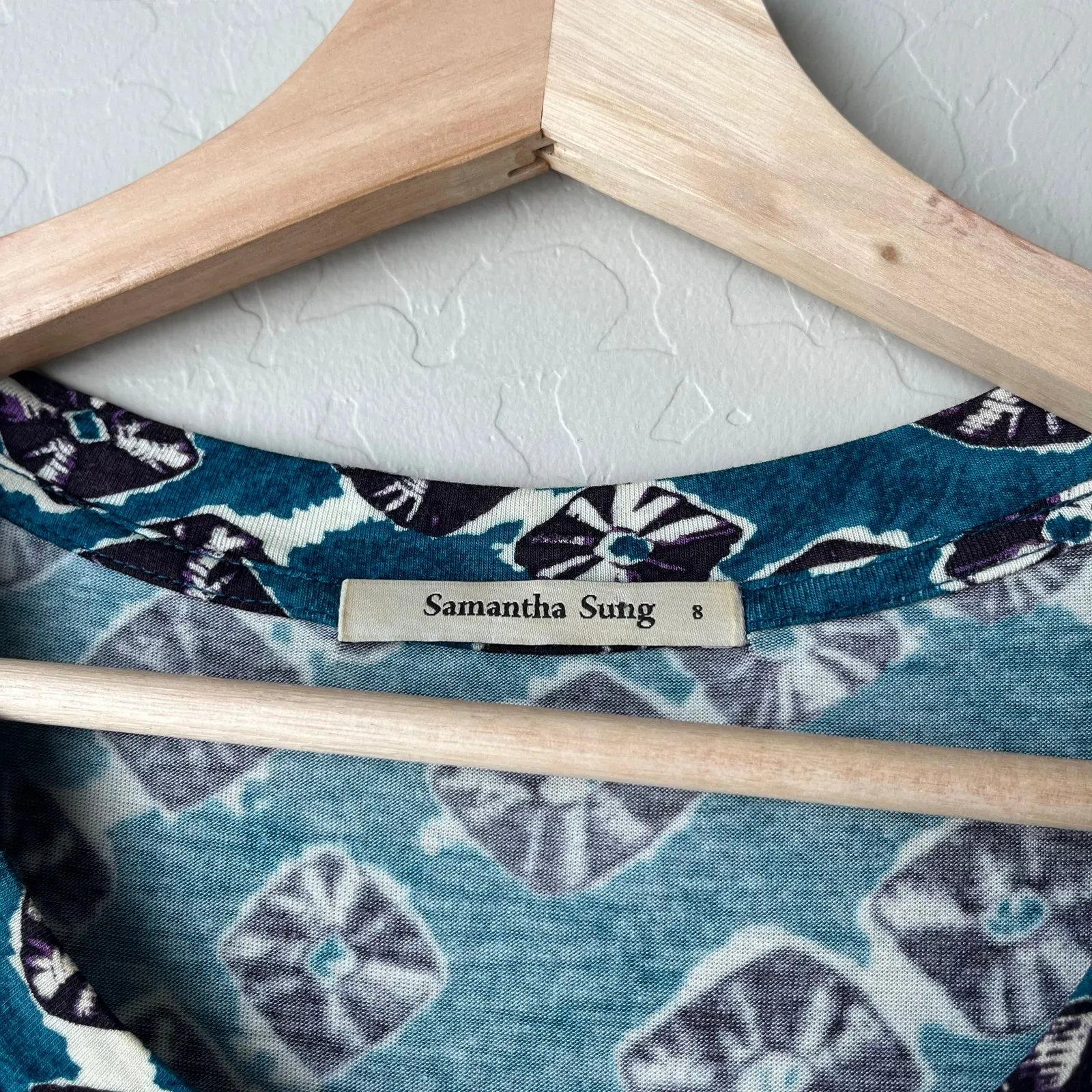 Samantha Sung Dress Long Sleeve‎ Graphic Print Knee Length Minidress Blue Size 8 - Image 4