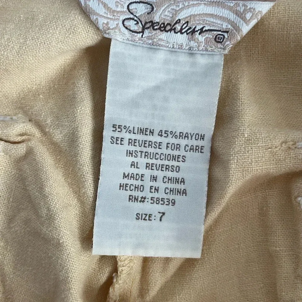 Speechless Butter Yellow Linen Blend Capri Pants Vacation Beach Size 7 EUC! 0165 - Image 12