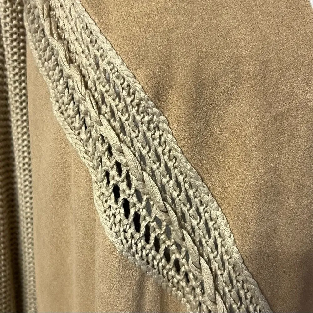 INC International Concept Boho Western Cardigan Sweater Size S Fringe Faux Suede - Image 3