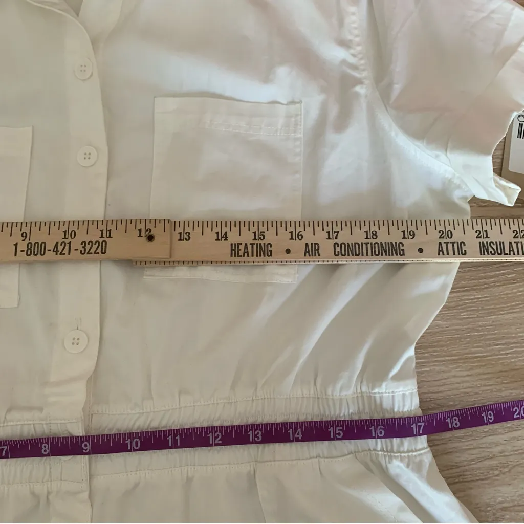 Fordays XL NEW Shorts Coverall Utility Short Sleeve Romper White Organic Cotton - Image 5