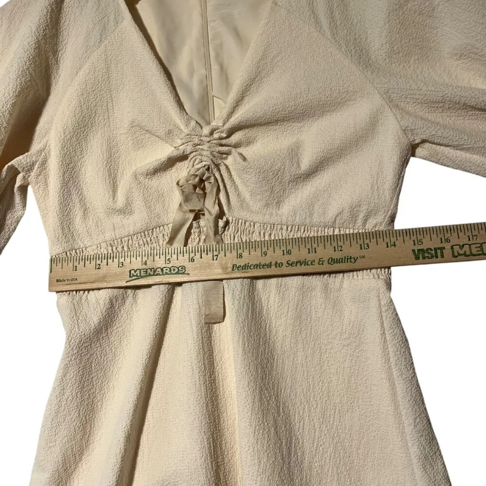 Prose & Poetry Rony Tiered Mini Dress Womens M Cream Puffy Sleeves Cinched Waist Size M - Image 7