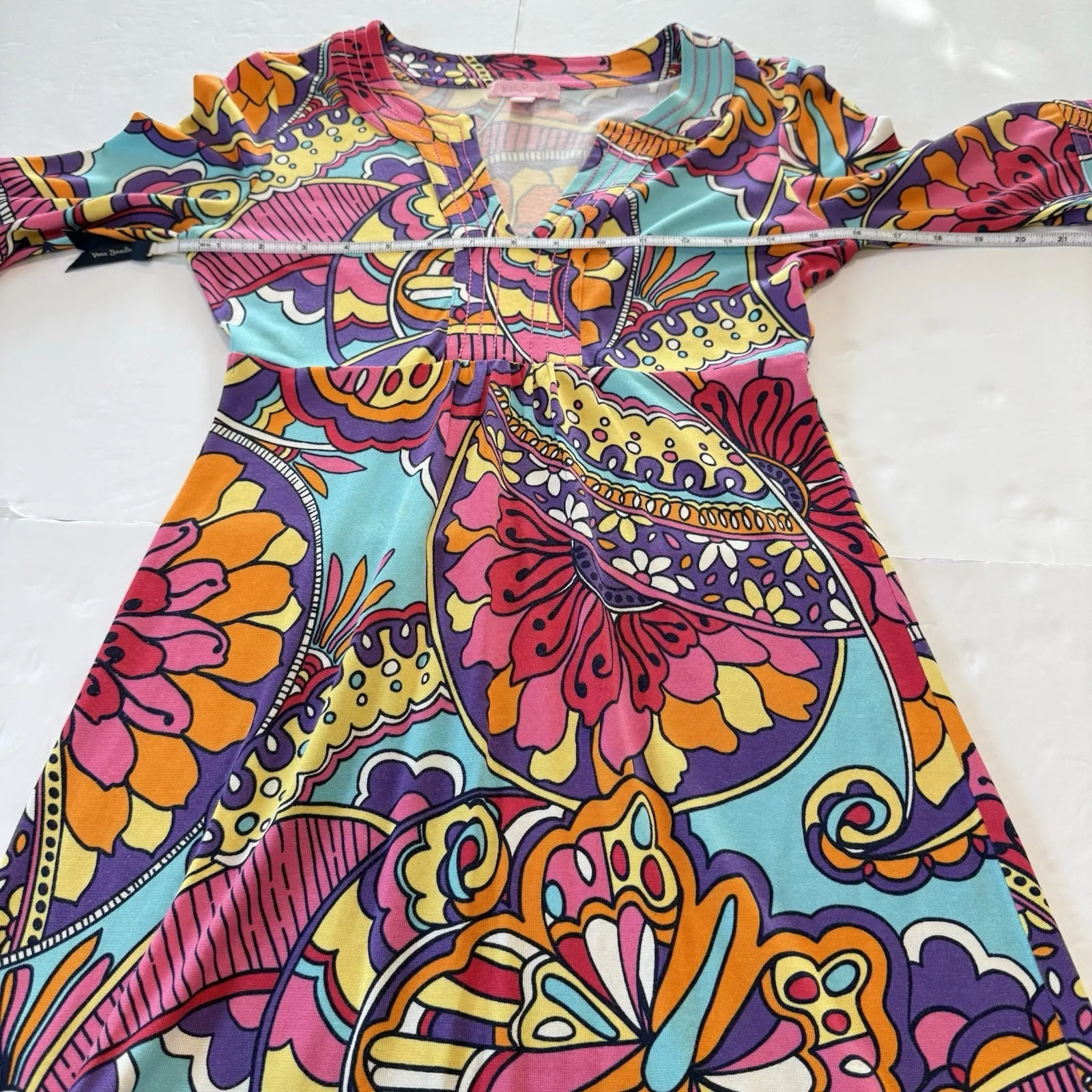 Lilly Pulitzer Optical‎ Confusion Mod 70's Butterfly Bell Sleeve Dress Size XS - Image 5