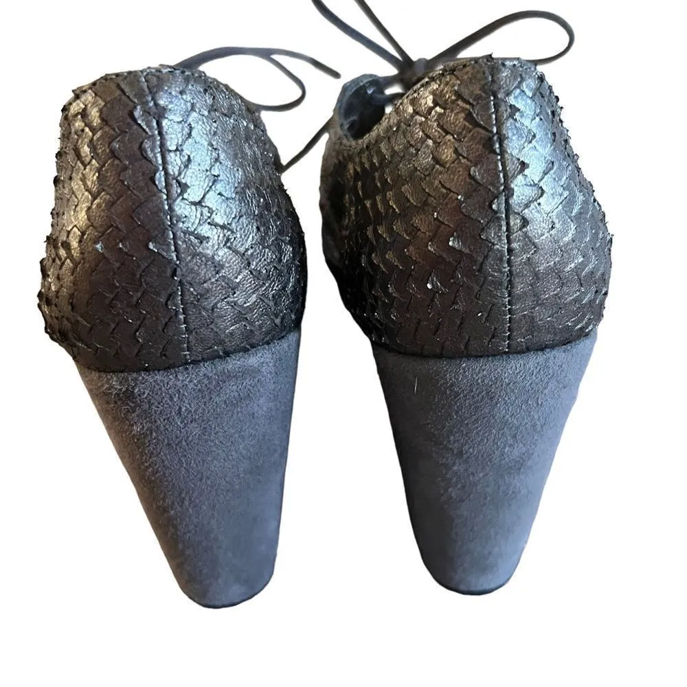 Johnston & Murphy Maddie Metallic Snakeskin Print Lace Up Wedge - Image 7