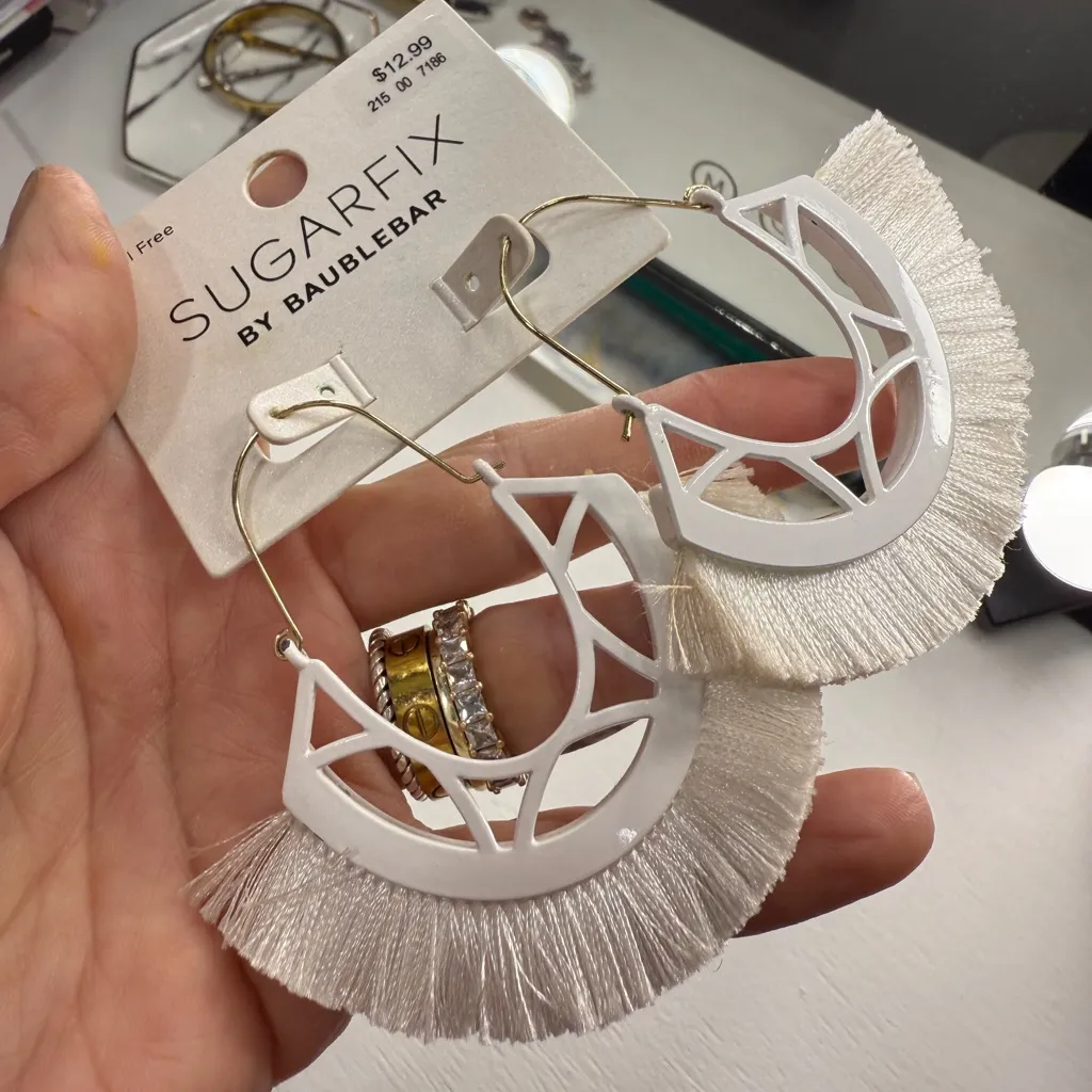 🤍Sugarfix White Fringe Large Earrings🤍 - Image 2