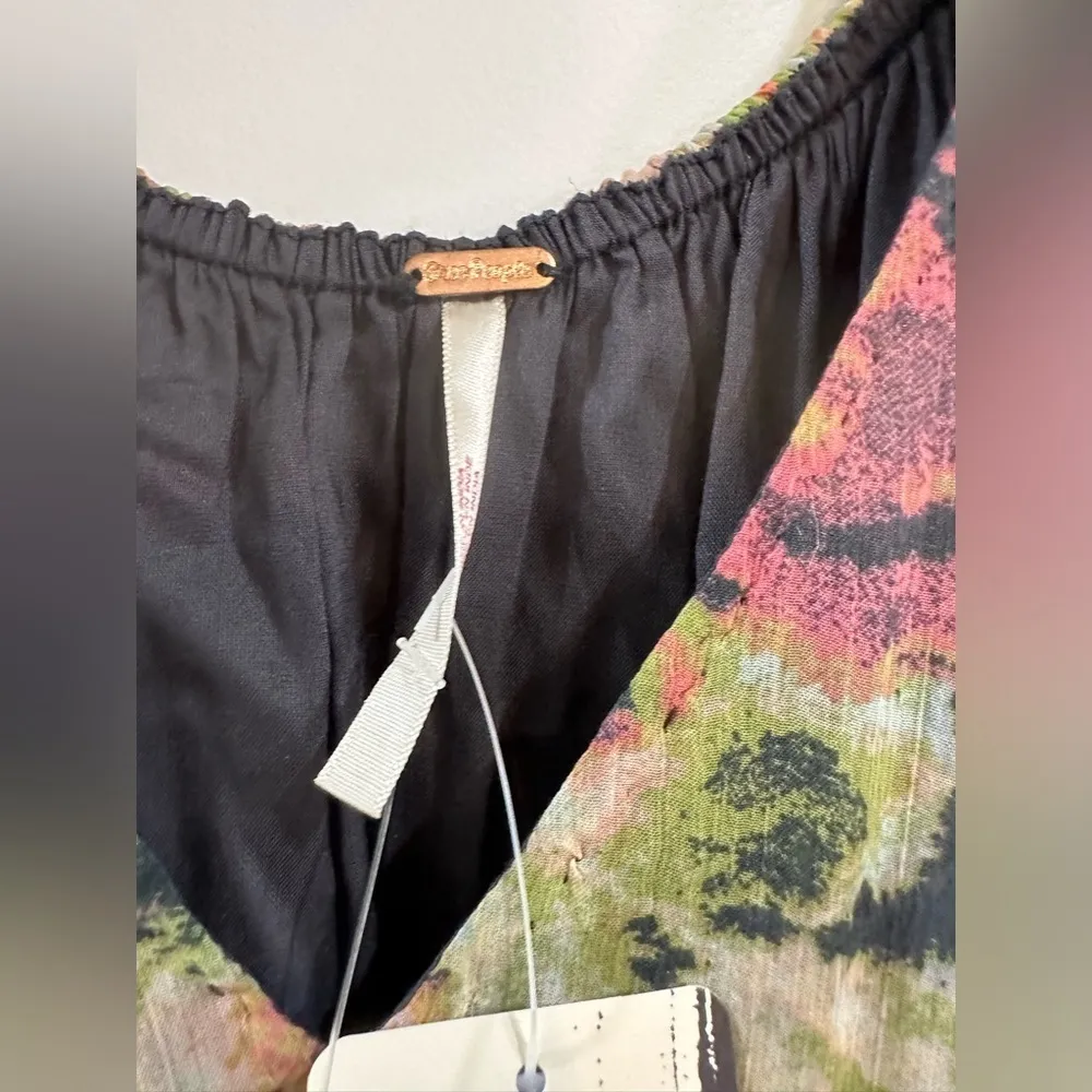 Free People NWT Evereve Dress Green Floral Medium Flowy Beach Vacation - Image 8