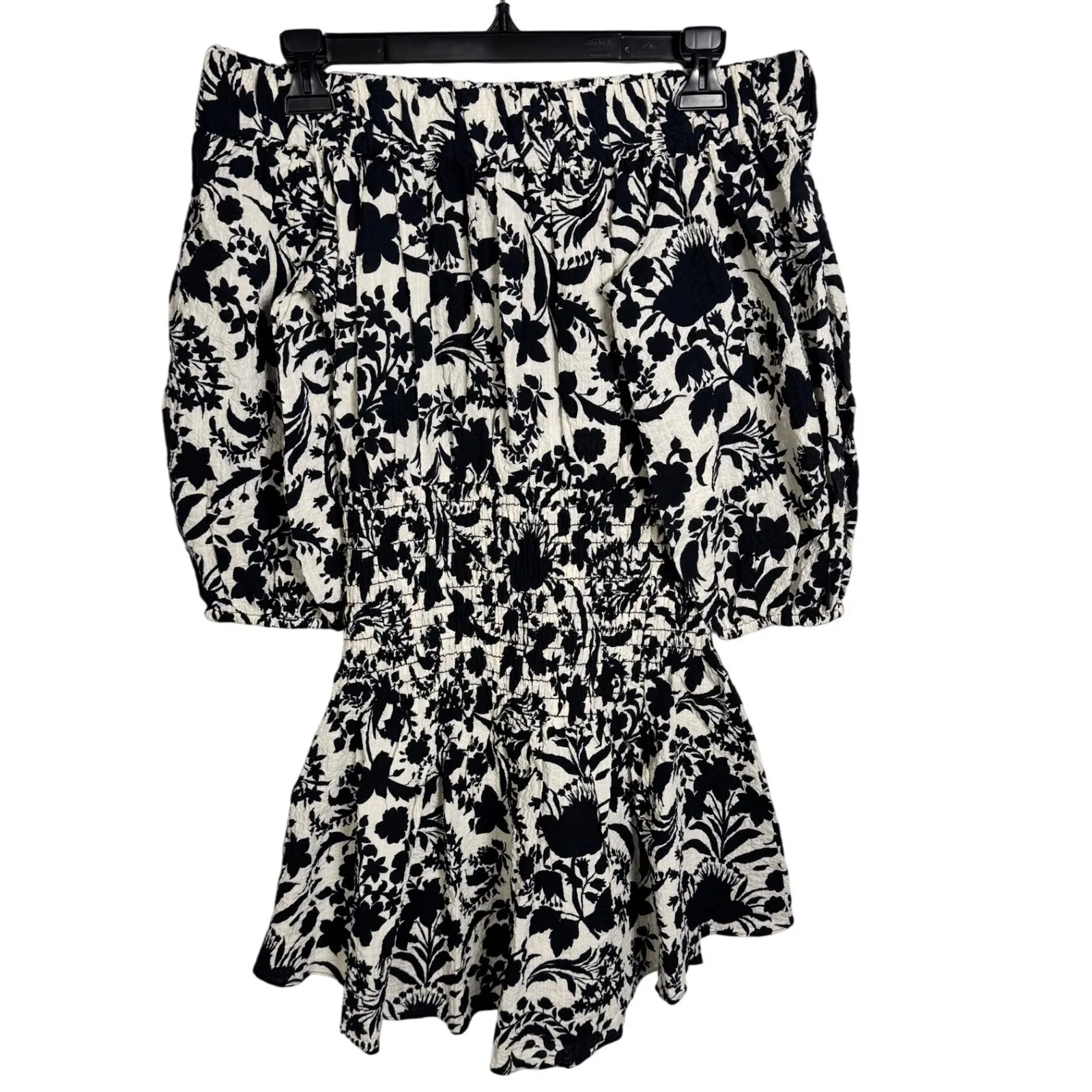 MISA Los Angeles Off The Shoulder Floral Print Smocked Waist Mini Dress XS/S - Image 3