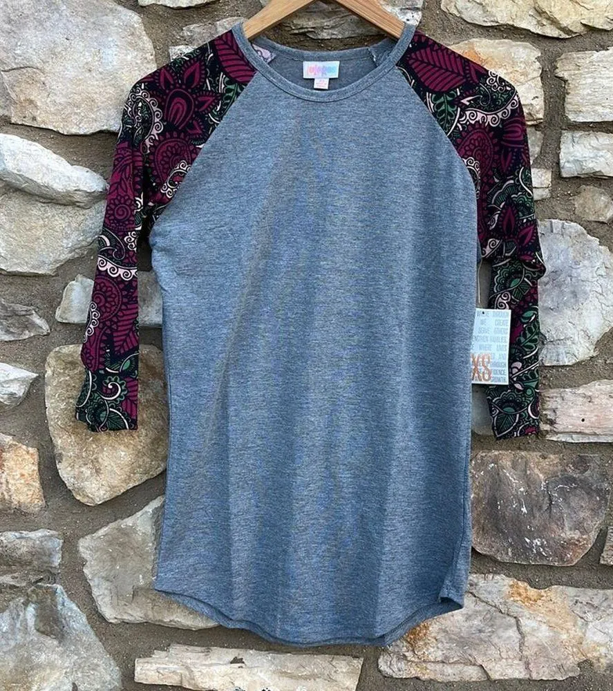 LulaRoe randy shirt gray burgundy flowers size XS NEW - Image 7