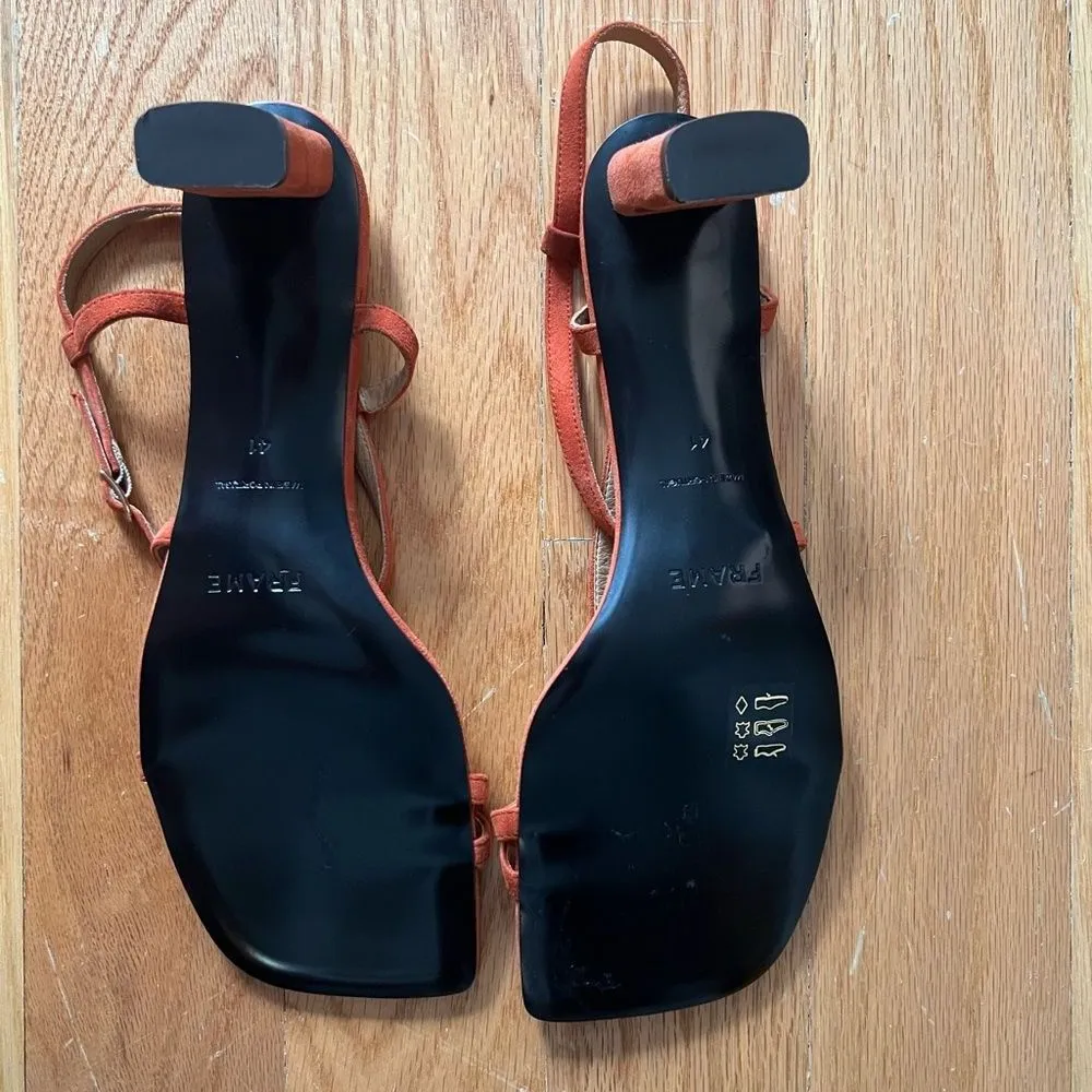 Frame Le Braxton Leather Heel Burnt Orange US 10 Strappy Sandal Fall - Image 11