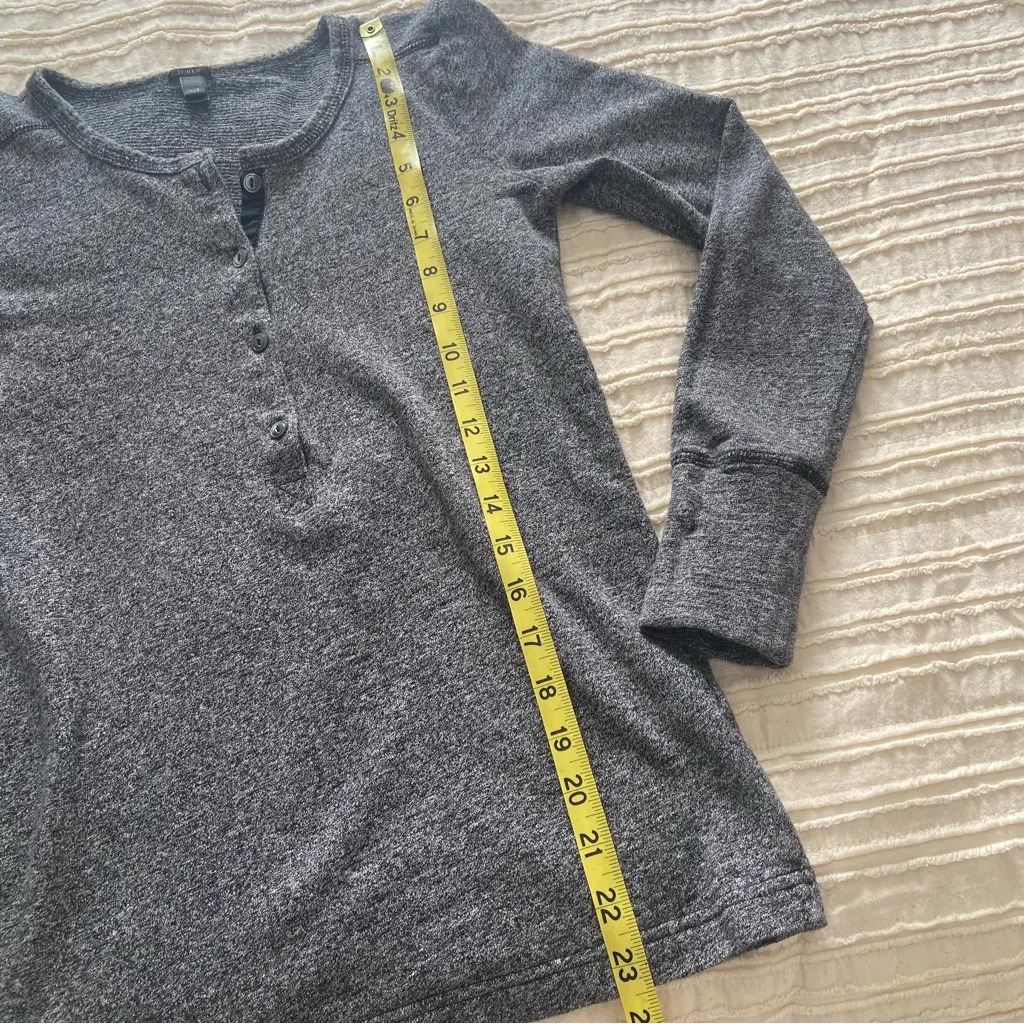 J. Crew Cotton Charcoal Gray Henley Knit Pullover Top XXS - Image 8