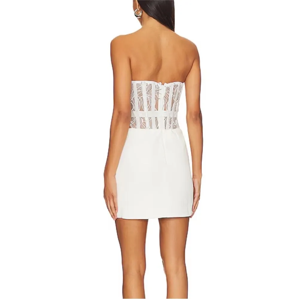 RETROFETE Blythe Embellished White Lace Bustier Corset Strapless Dress NEW - Image 3