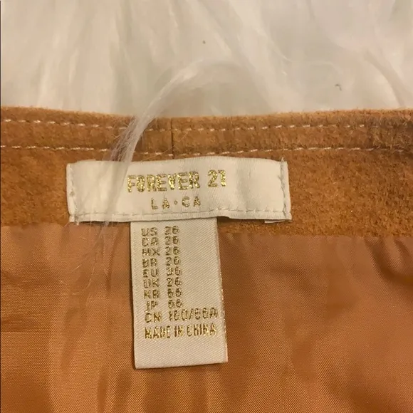 Forever 21 XXI Suede Button Up Skirt Camel New Without Tags - Image 4