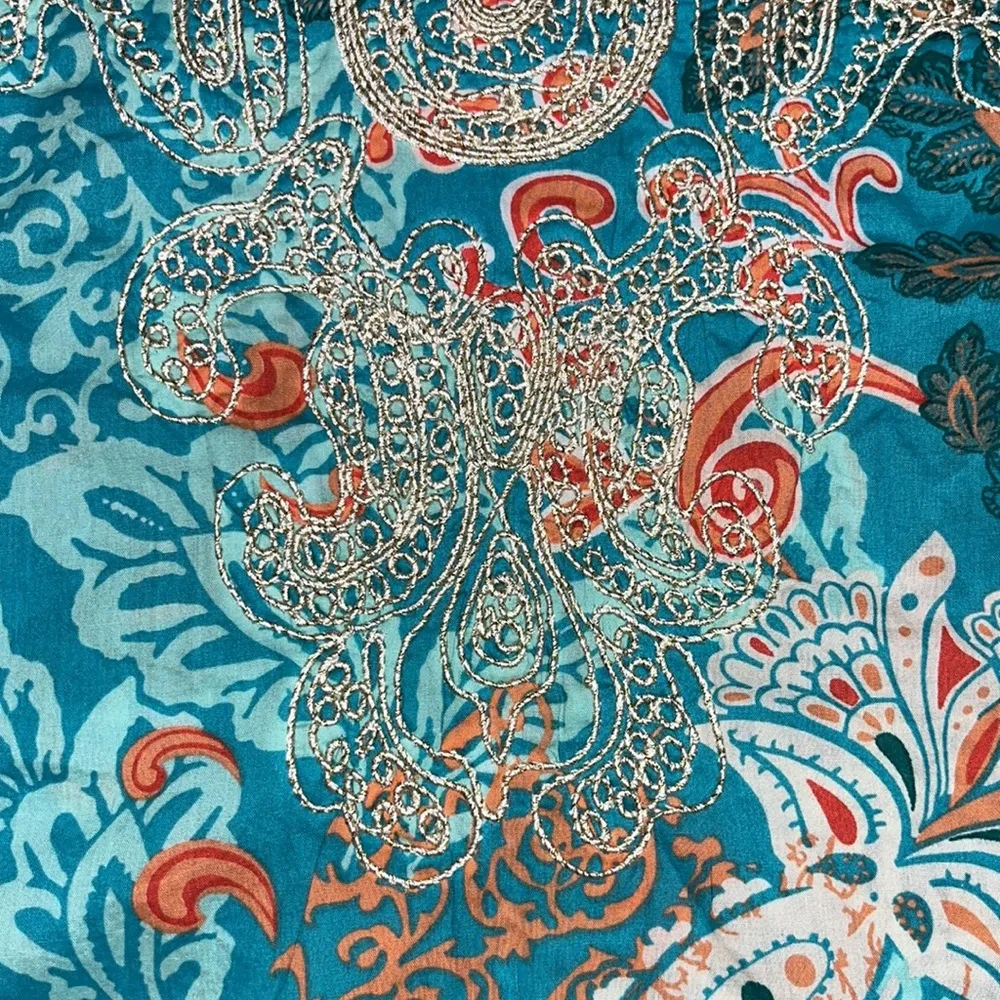 Charter Club Woman NWT Size 0X Blue & Pink Paisley Print Tunic Top Shirt - Image 5