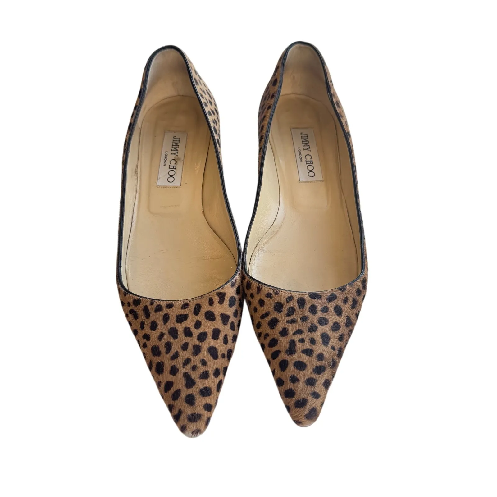 Jimmy Choo Leopard Pony Hair Pumps Size 38 Made in Italy Pointed Toe Heels - Image 2