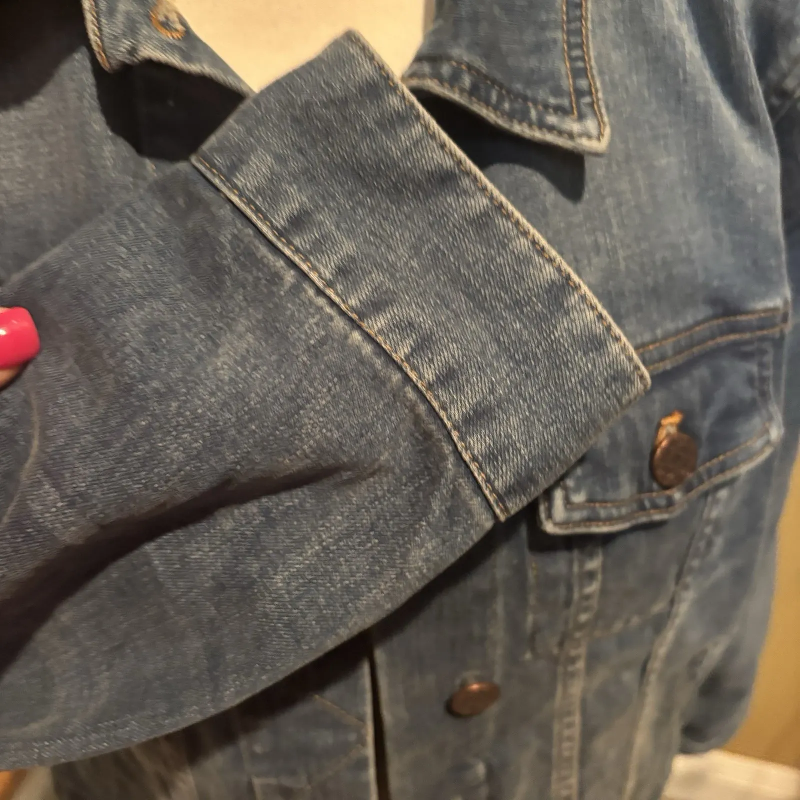 Soft Surroundings Denim Jacket Women's Large Blue Jean Jacket Embossed Buttons - Image 7