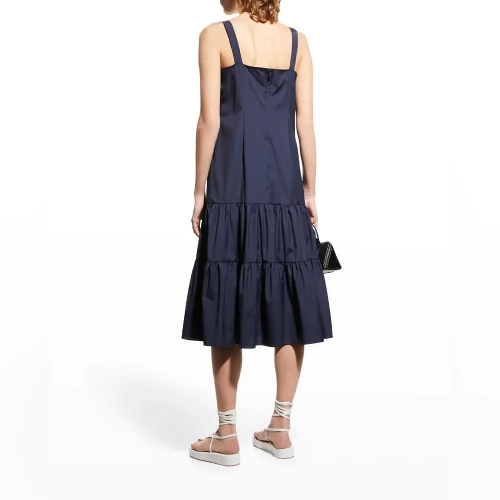 Jason Wu Navy Blue Tiered Floral-Embellished Midi Dress | Size 0 - Image 2