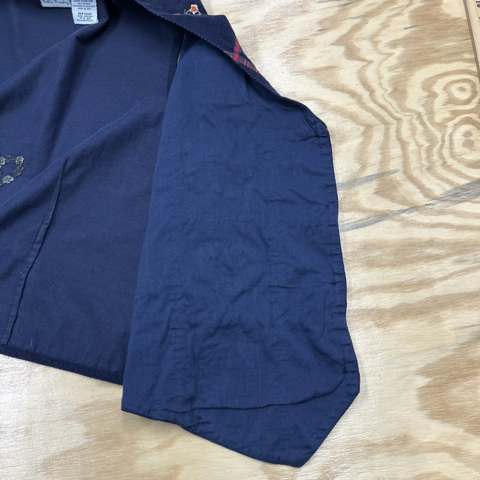 Vtg Bobbie Brooks Women's Corduroy Birdhouse Hearts Vest L (12/14) Blue Retro Size L - Image 10