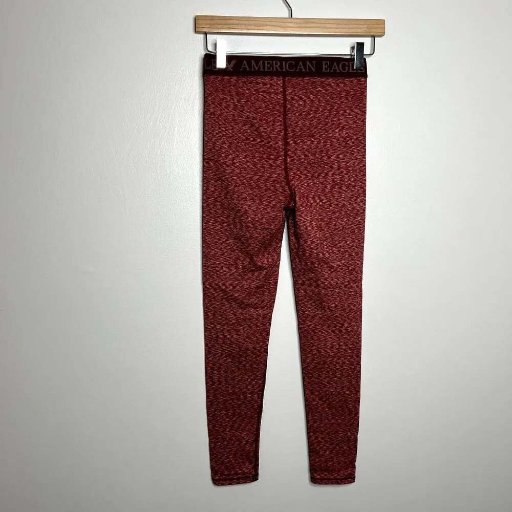 American Eagle Red High Rise Pajama Leggings - Image 3