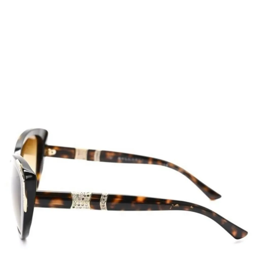 Bvlgari Crystal Embellished Cat Eye Tortoise Shell Sunglasses - Image 3