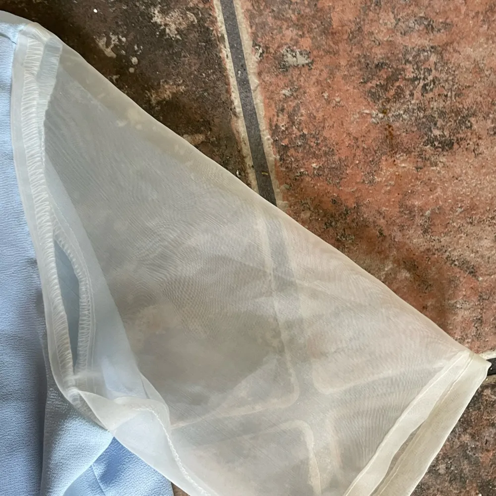 Sister Jane Sequin & Pearl Collar Tulle Sleeve Blue Crop Top Size S - Image 6