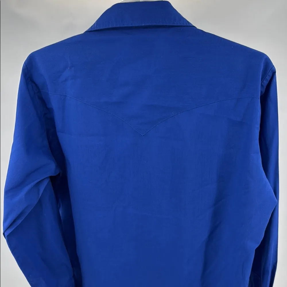 Chute #1 rodeo pearl snap Shirt embroidered roses red white blue western M Size M - Image 3