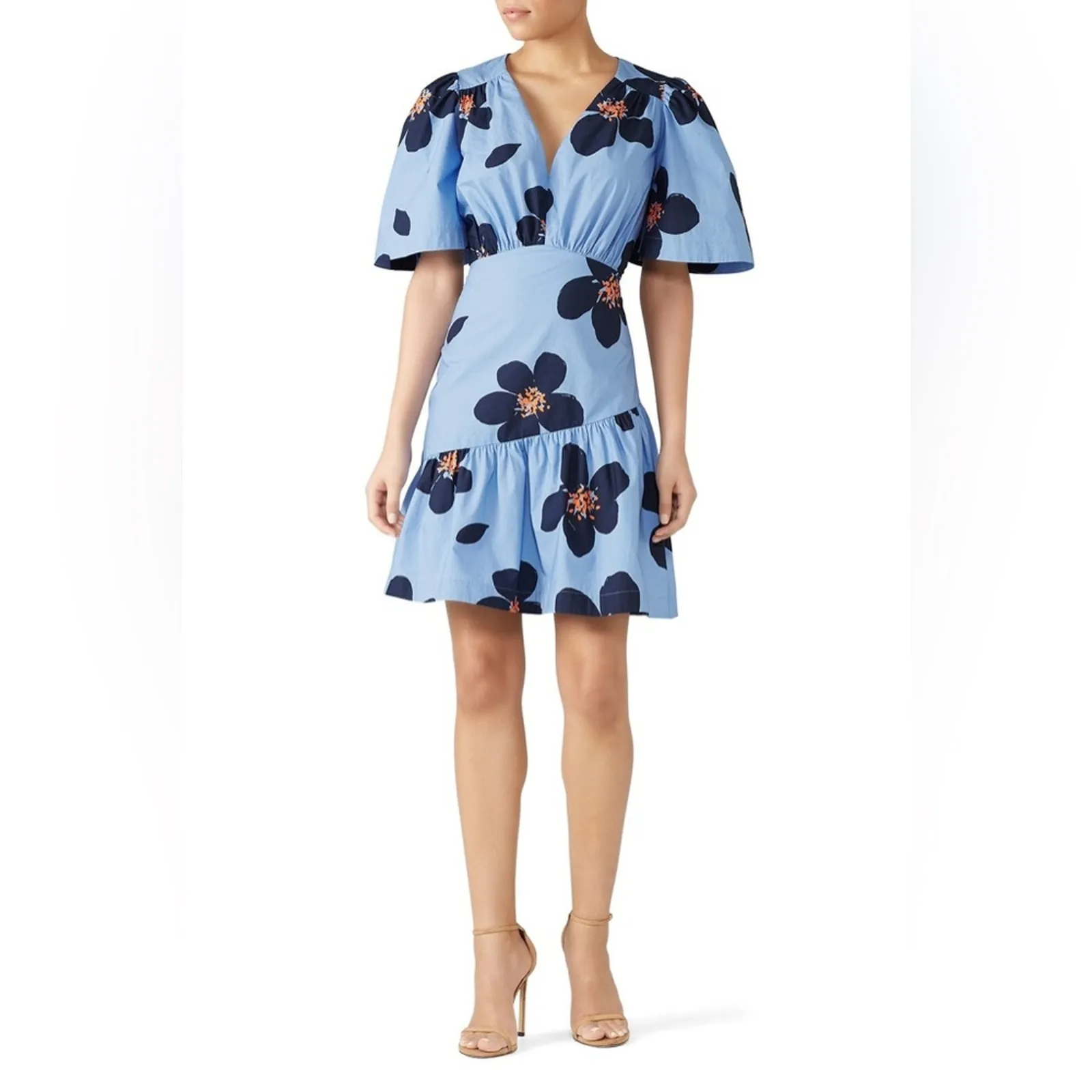 Kate Spade Blue Grand Flora Floral Flounce Mini Dress 0 - Image 10