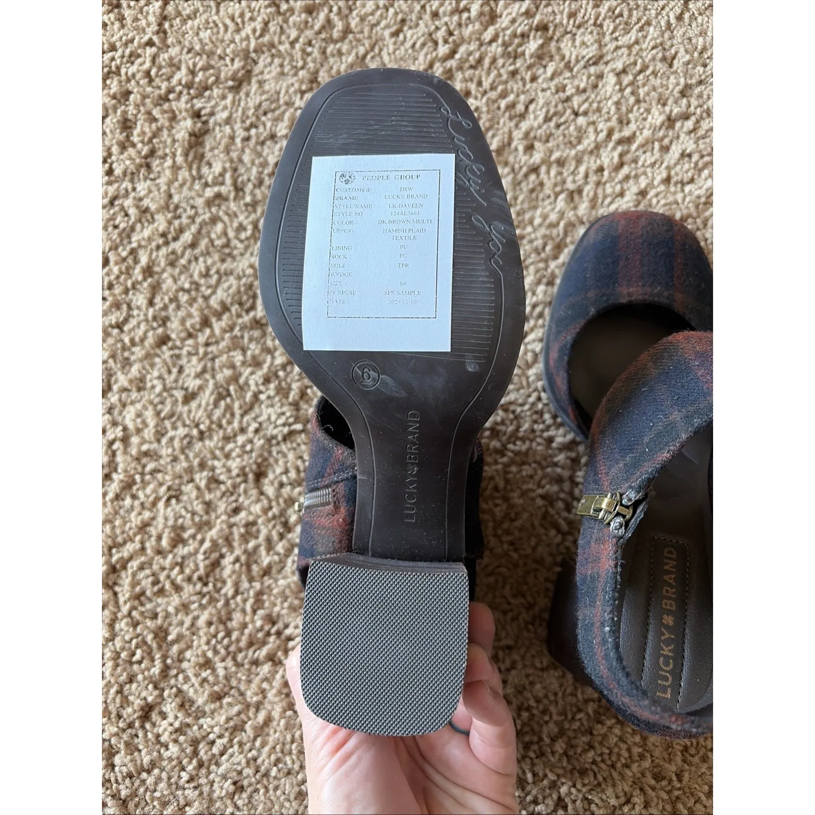 Lucky Brand Dark Brown Multi Plaid Closed Toe Block Heel Shoes Academia Womens 6 - Image 12