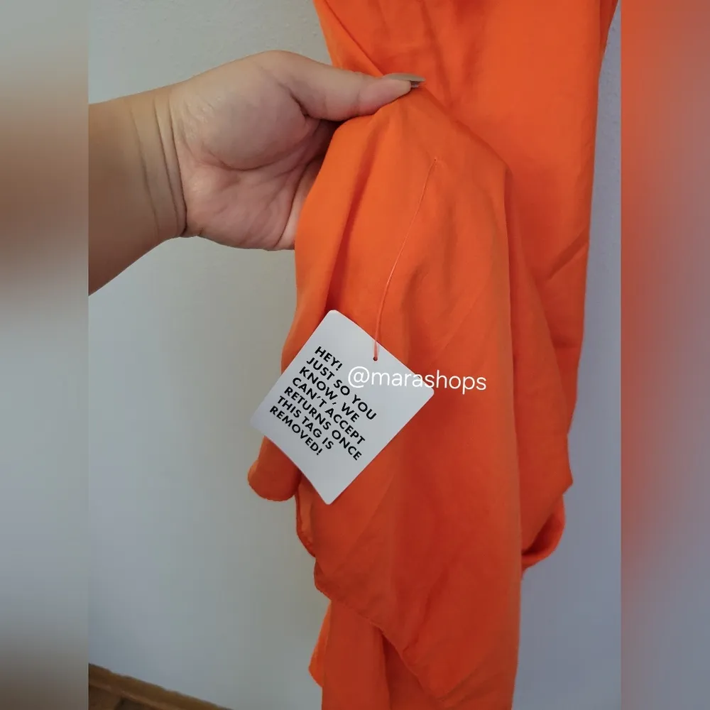 ASOS EDITION satin drape side cami midi dress in orange - Image 7