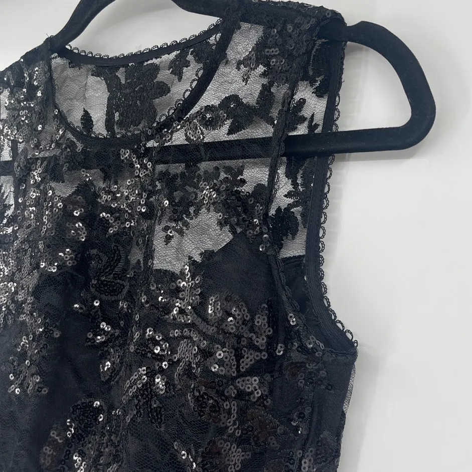 Y2K B.Darlin Sequin Lace Crop Womens Top Sz 5/6 Gothic Whimsigoth Coquette Vampy - Image 5