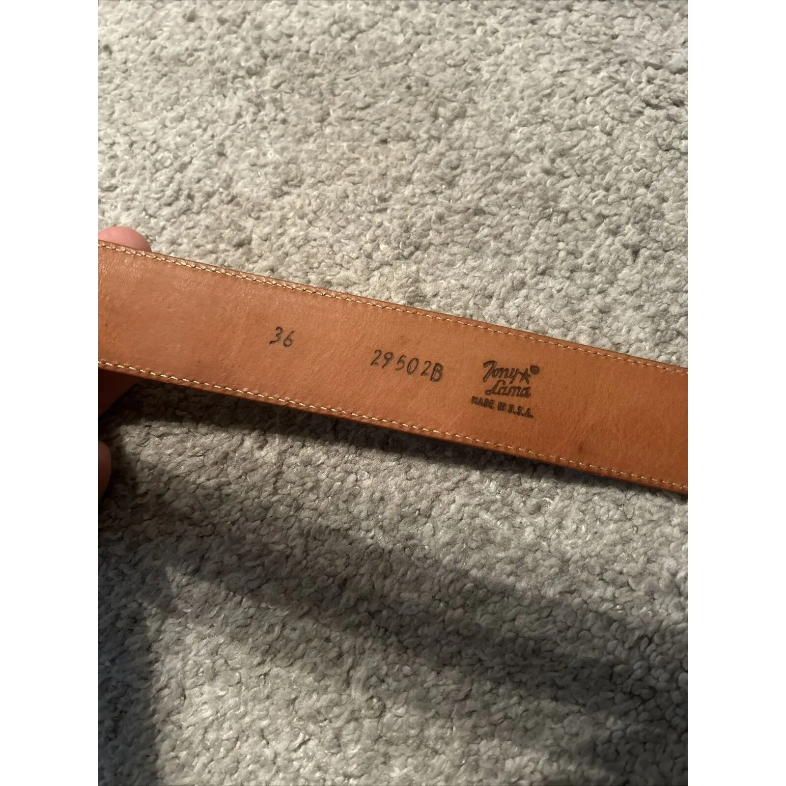 TONY LAMA brown leather belt 36 unisex‎ western cross heavy cowboy Cowgirl - Image 2