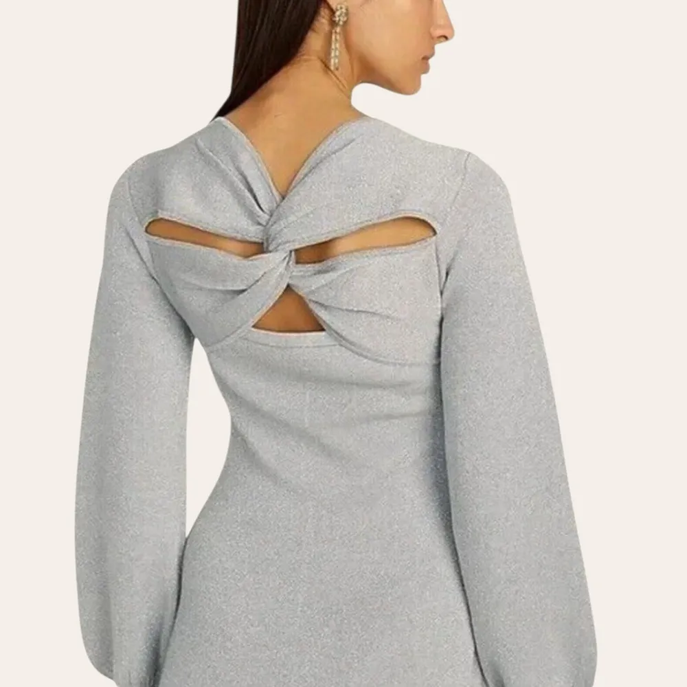 NWT J. Crew Lurex Twist Back Dress Shimmery Silver Size Medium Retail $268.00 - Image 4