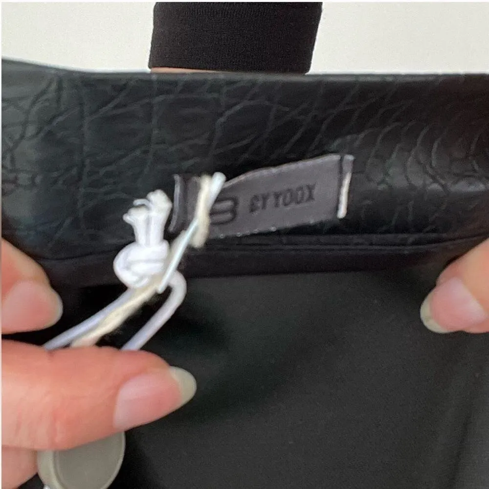 8 by YOOX Black Faux Leather Crocodile Maxi Skirt, Size Large, New with Tags - Image 10