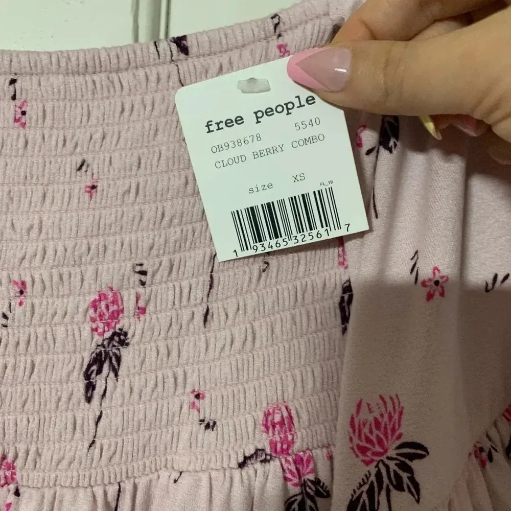 Free People Off Shoulder Tunic Top in Cloud Cherry Combo - Image 10