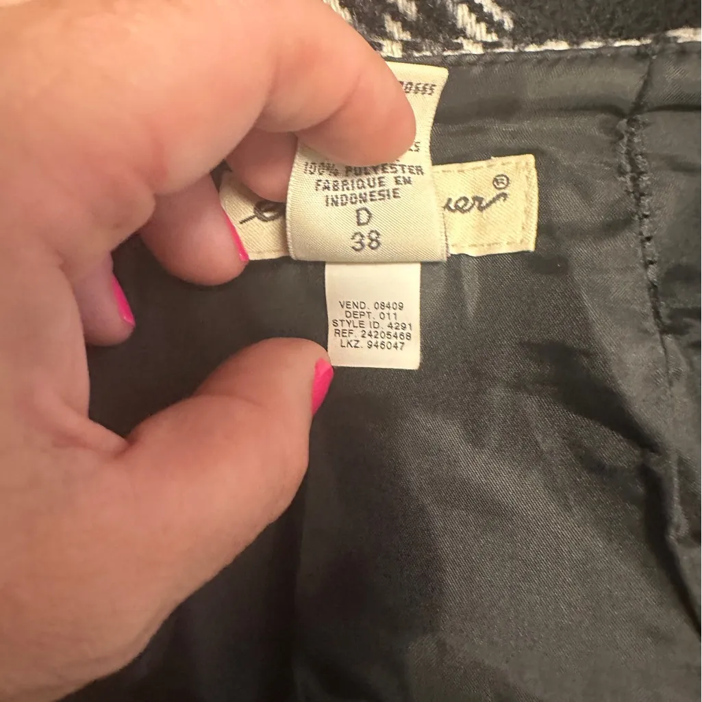 EDDIE BAUER HOUNDSTOOTH PLAID SKIRT BLACK WHITE GREY SIZW 8 VINTAGE - Image 8