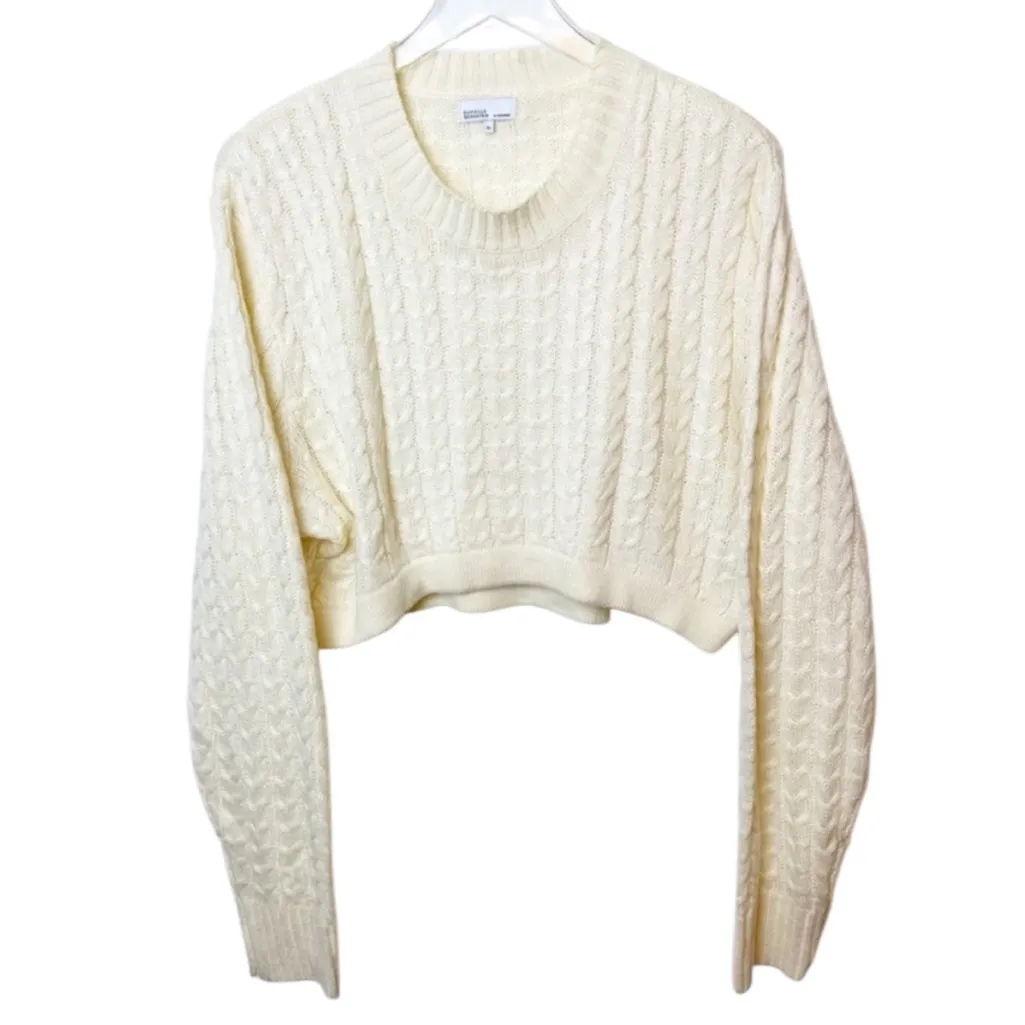 DANIELLE BERNSTEIN by WEWOREWHAT Women's Ivory Mock Chunky Cable Sweater Size L - Image 2