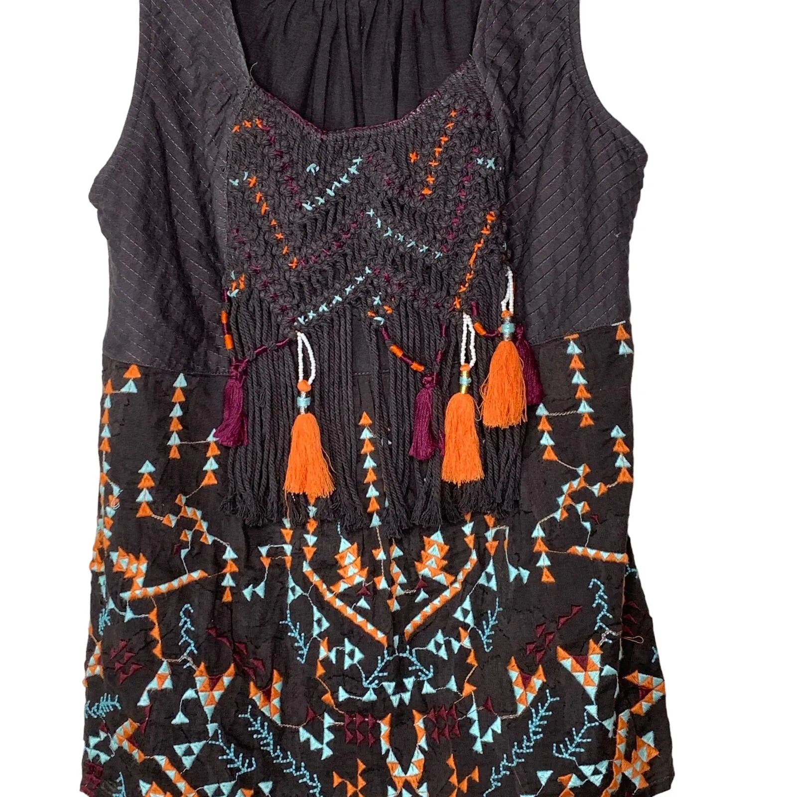 Anthropologie Embroidered Tassel Akemi + Kin Rigmarole Tank Top Size Small Shirt - Image 5