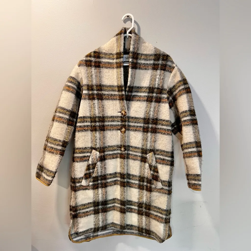 Isabel Marant Etoile Gabriel Plaid Coat Beige Size 36 - Image 3