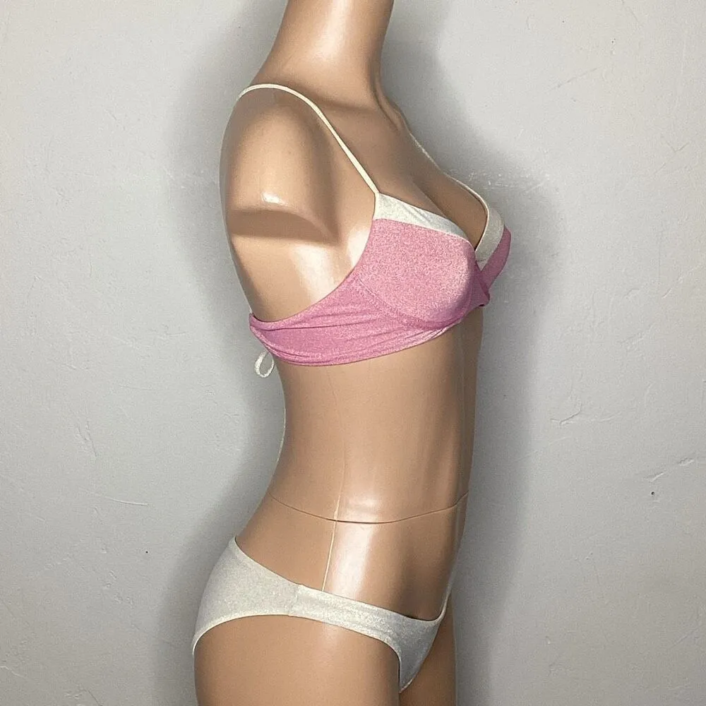 New. PQ/Pilyq pink metallic bikini set. Small. Retails $176 - Image 4
